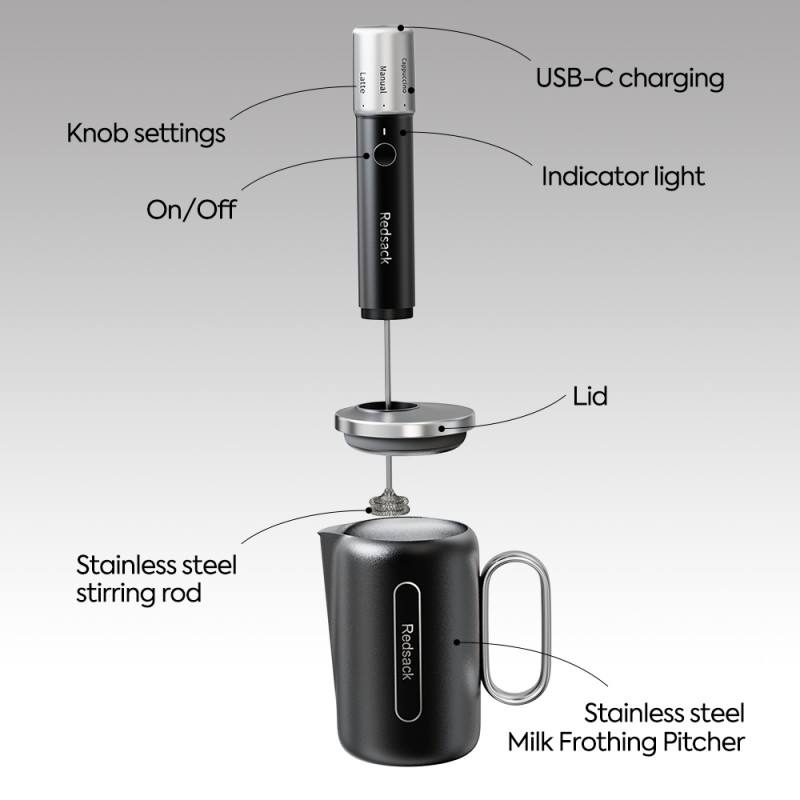 Custom Mold Competitive Price IPX4 Waterproof 3 Mode 5200RPM High Speed Automatic Milk Frother for Global Coffee Market