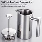 French Press Coffee, 350ml 800ml 1000ml French Press Coffee Maker Stainless Steel Double Walled Insulated Coffee Maker Pot, Dishwasher Safe Coffee Pot