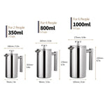 French Press Coffee, 350ml 800ml 1000ml French Press Coffee Maker Stainless Steel Double Walled Insulated Coffee Maker Pot, Dishwasher Safe Coffee Pot