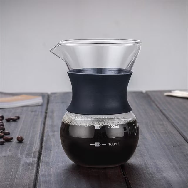 14 oz paperless glass coffee maker with stainless steel filter, reusable glass coffee maker, manual coffee dripper, hand pour over coffee maker with silicone sleeve