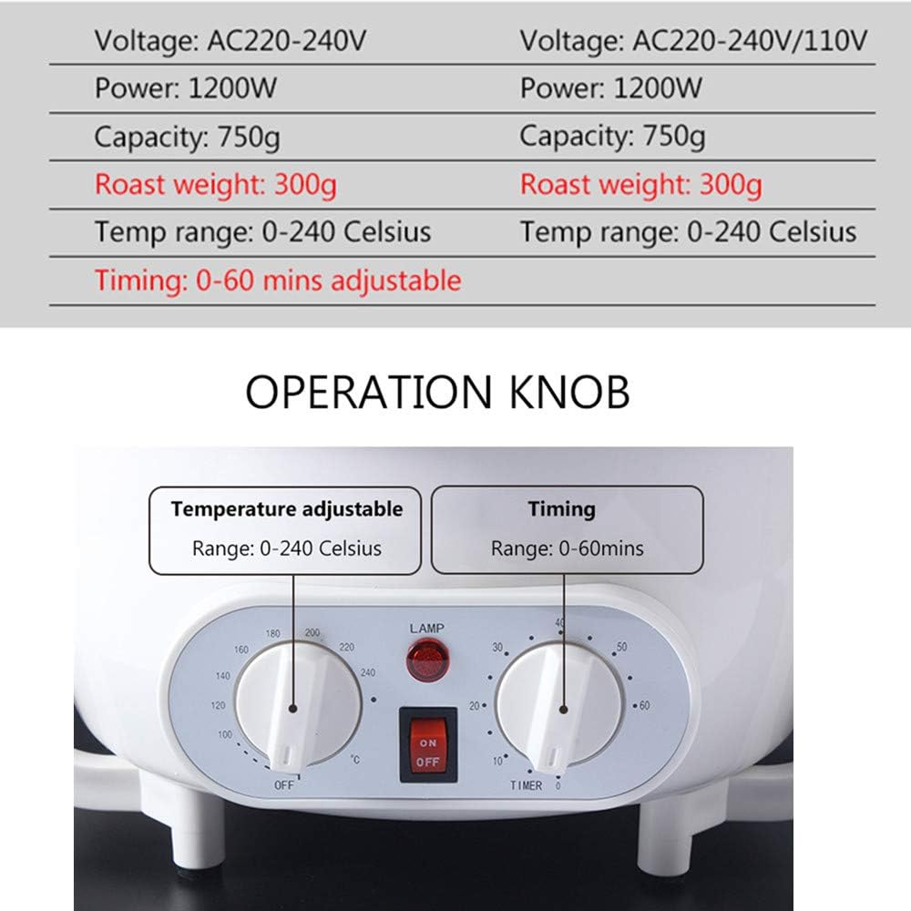 Electric Coffee Bean Roaster Machine for Home Use Large-capacity 750g/1.65lbs Household Grains Beans Peanuts Nuts Coffee Beans Baking Machine TIME (220V)