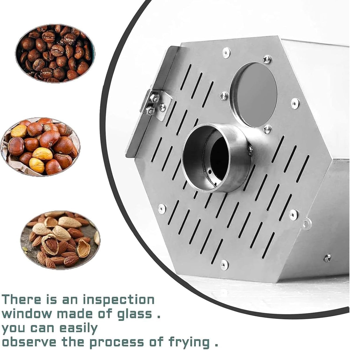 Commercial Electric Coffee Roaster 800g,Drum with Thermometer,3.4l Stainless Steel 360° Even Heat for Beans & Nuts