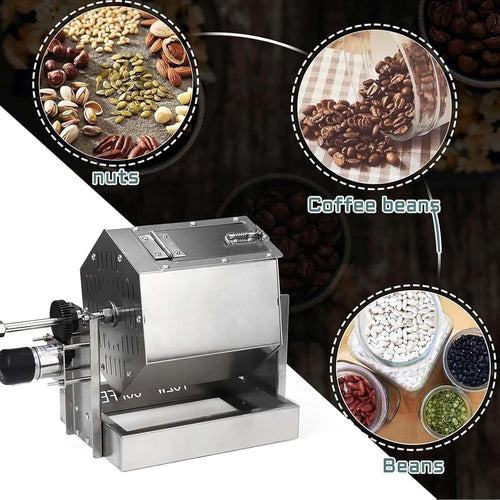 Commercial Electric Coffee Roaster 800g,Drum with Thermometer,3.4l Stainless Steel 360° Even Heat for Beans & Nuts