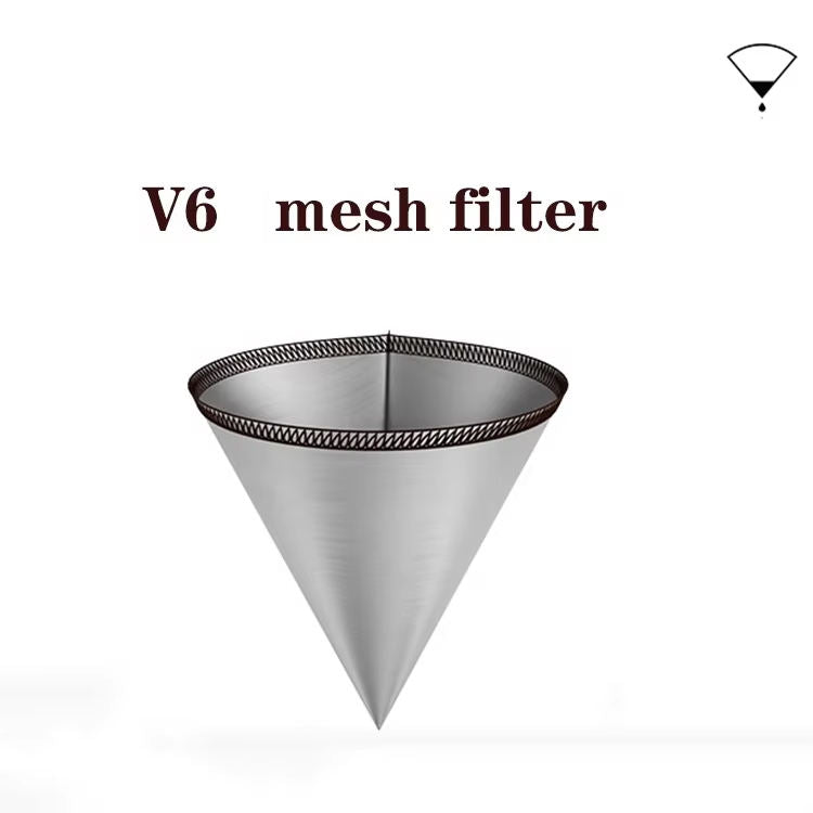 Coffee Dripper Stainless Steel Reusable Drip Cone Coffee Filter Portable Coffee Machine Paperless Metal Fine Mesh Filter