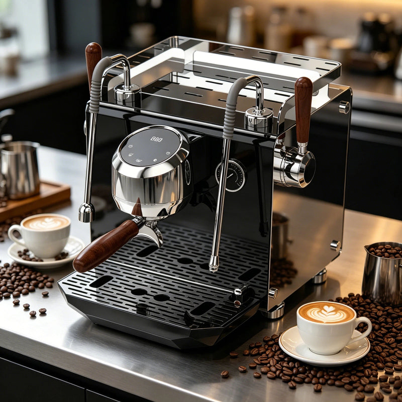 Dual Boiler Espresso Machine 600ml+1L, 58mm Commercial Extraction, PID, Auto Pre-Infusion, 2250W