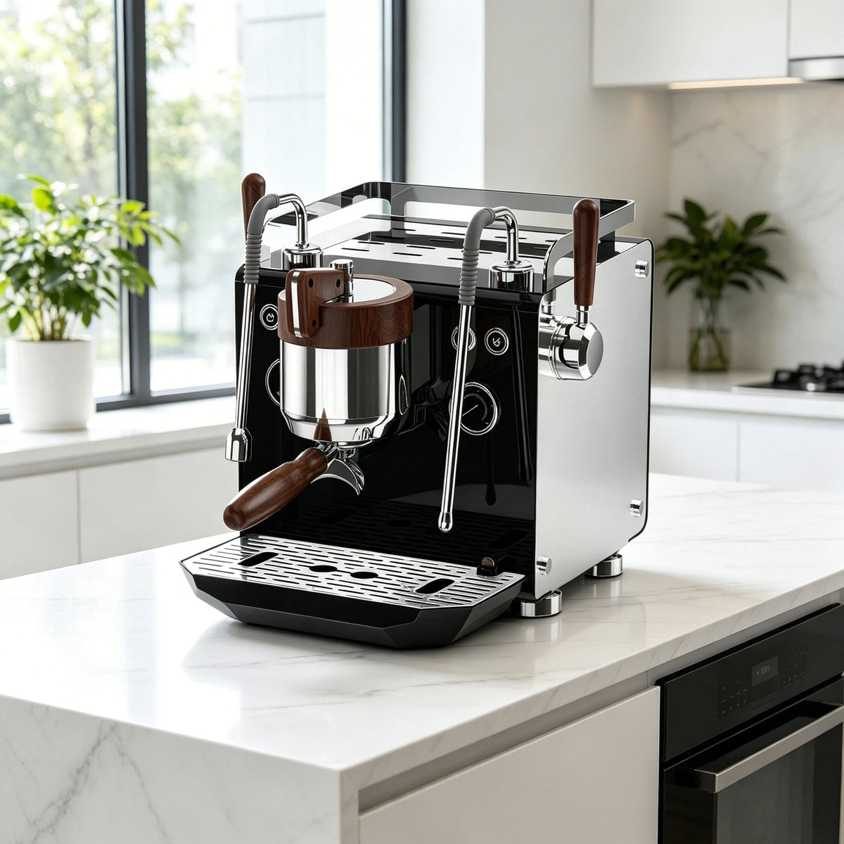 Dual Boiler Espresso Machine 600ml+1L, 58mm Commercial Extraction, PID, Auto Pre-Infusion, 2250W