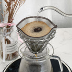 Coffee Dripper Stainless Steel Reusable Drip Cone Coffee Filter Portable Coffee Machine Paperless Metal Fine Mesh Filter