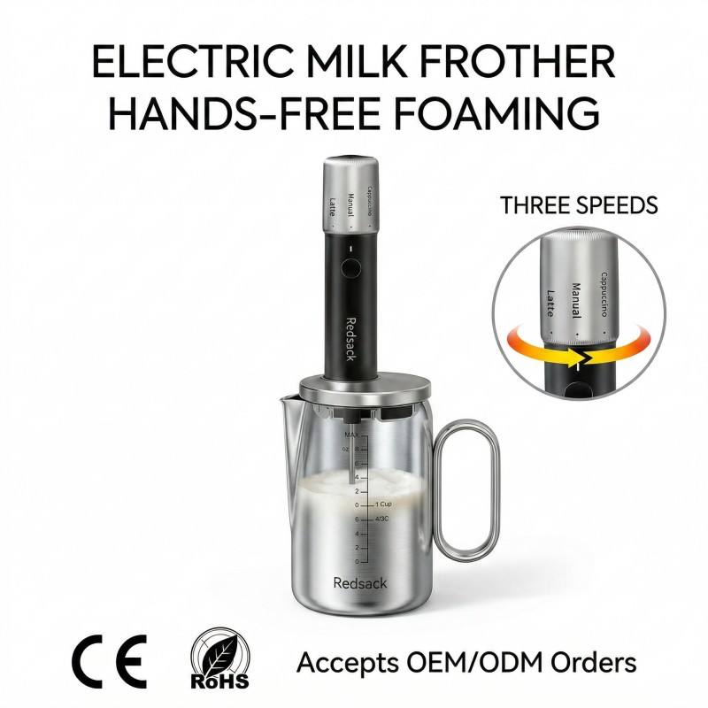Custom Mold Competitive Price IPX4 Waterproof 3 Mode 5200RPM High Speed Automatic Milk Frother for Global Coffee Market