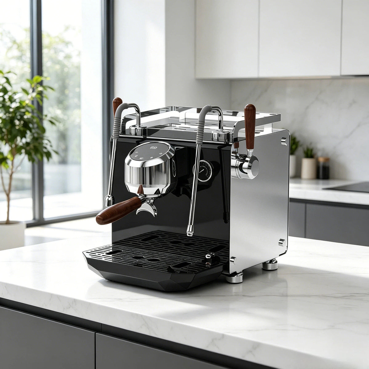 Dual Boiler Espresso Machine 600ml+1L, 58mm Commercial Extraction, PID, Auto Pre-Infusion, 2250W